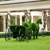 Luxury horse & carriage topiary sculpture in a curated estate garden