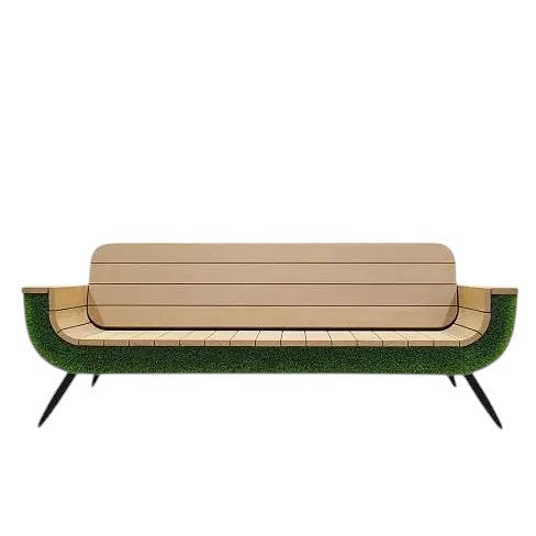Monarc Collection – sculptural furniture set with artificial grass and wood finish