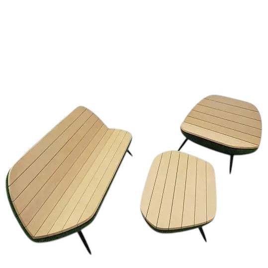 Mossea Collection – sculptural garden furniture set with artificial grass and wood finish