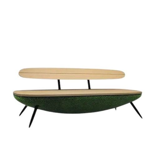 Linea Collection – modern sculptural furniture set with artificial grass and wood finish