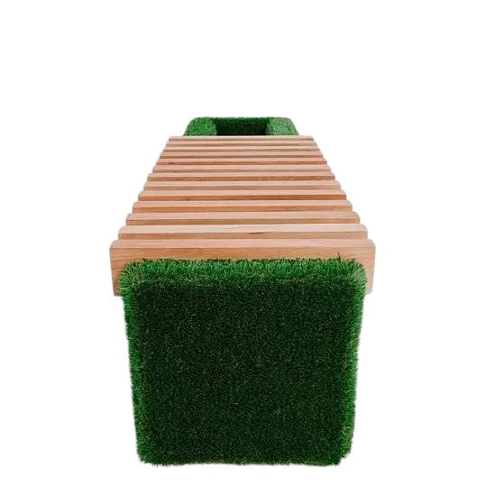 Plinto Planter Bench – sculptural outdoor bench with integrated planter and Brazilian hardwood by Palatial Topiary