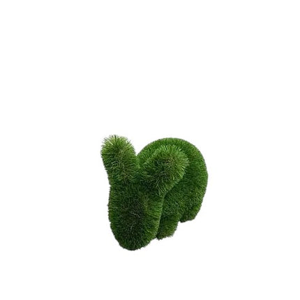 Fawn, a baby rabbit topiary sculpture in artificial grass, lying peacefully in a sculptural pose from the Grace Collection.