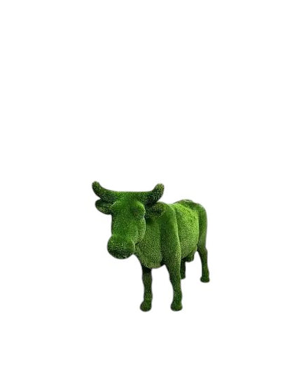 Aurelle – luxury cow sculpture from the Grace Collection, sculpted with natural poise in botanical texture for upscale outdoor design.