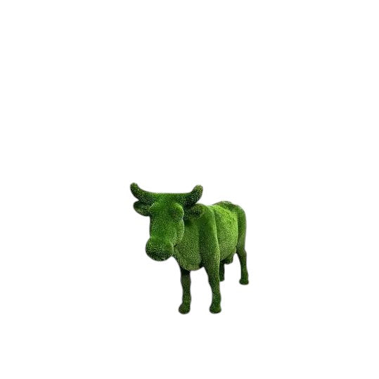 Aurelle – luxury cow sculpture from the Grace Collection, sculpted with natural poise in botanical texture for upscale outdoor design.