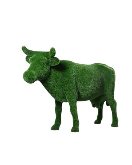 Aurelle – luxury cow sculpture from the Grace Collection, sculpted with natural poise in botanical texture for upscale outdoor design.