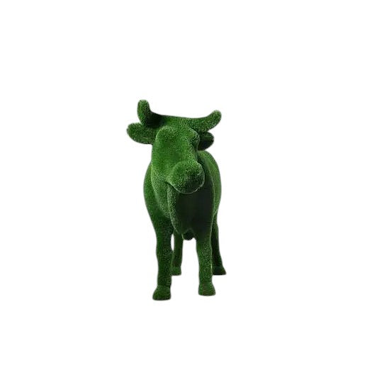 Aurelle – luxury cow sculpture from the Grace Collection, sculpted with natural poise in botanical texture for upscale outdoor design.
