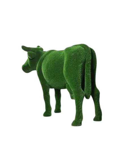 Aurelle – luxury cow sculpture from the Grace Collection, sculpted with natural poise in botanical texture for upscale outdoor design.