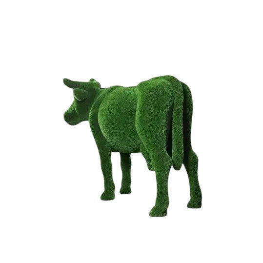 Aurelle – luxury cow sculpture from the Grace Collection, sculpted with natural poise in botanical texture for upscale outdoor design.