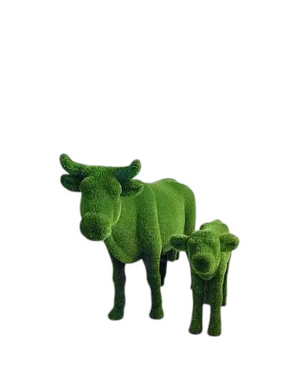 Aurelle – luxury cow sculpture from the Grace Collection, sculpted with natural poise in botanical texture for upscale outdoor design.