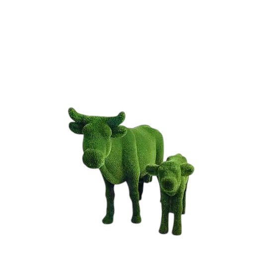 Aurelle – luxury cow sculpture from the Grace Collection, sculpted with natural poise in botanical texture for upscale outdoor design.