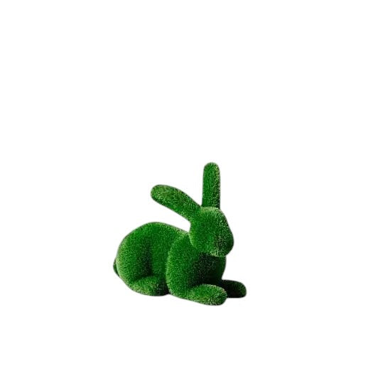 Elowen – luxury rabbit sculpture in lying pose with front paws forward, from the Grace Collection, designed for serene garden or landscape installations.
