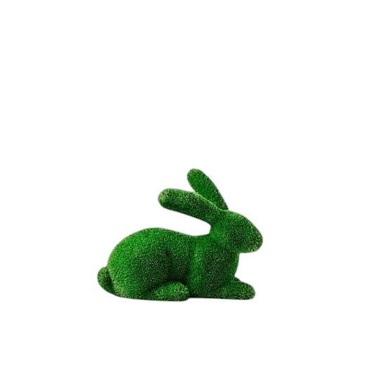 Elowen – luxury rabbit sculpture in lying pose with front paws forward, from the Grace Collection, designed for serene garden or landscape installations.
