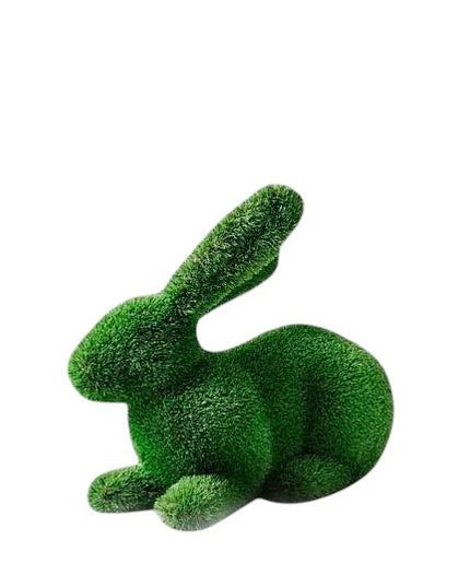 Elowen – luxury rabbit sculpture in lying pose with front paws forward, from the Grace Collection, designed for serene garden or landscape installations.