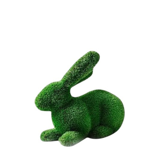 Elowen – luxury rabbit sculpture in lying pose with front paws forward, from the Grace Collection, designed for serene garden or landscape installations.
