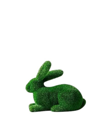 Elowen – luxury rabbit sculpture in lying pose with front paws forward, from the Grace Collection, designed for serene garden or landscape installations.