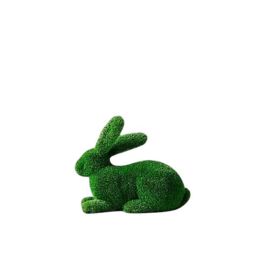Elowen – luxury rabbit sculpture in lying pose with front paws forward, from the Grace Collection, designed for serene garden or landscape installations.
