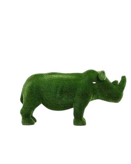 Kaelis – baby rhino sculpture in botanical texture from the Guardians Collection, designed to complement Titan in refined garden and estate landscapes.
