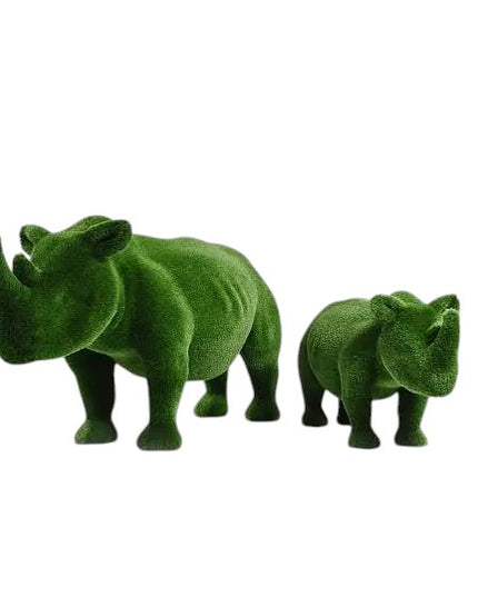 Kaelis – baby rhino sculpture in botanical texture from the Guardians Collection, designed to complement Titan in refined garden and estate landscapes.