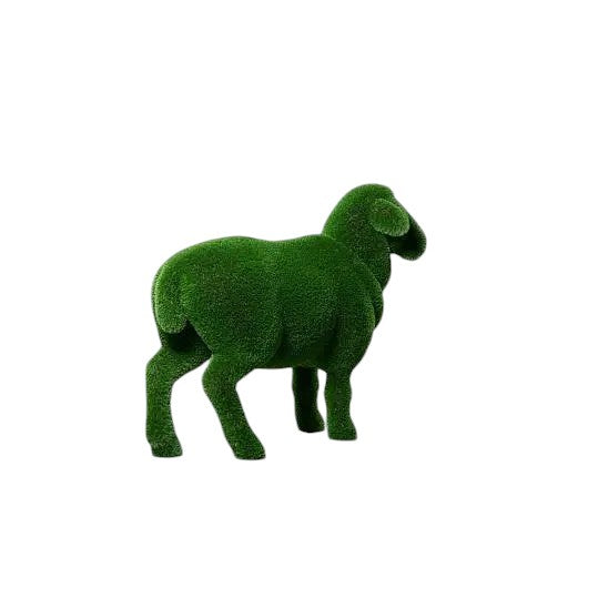 Seraphine – luxury sheep sculpture in natural pose, from the Grace Collection, designed for refined outdoor spaces.