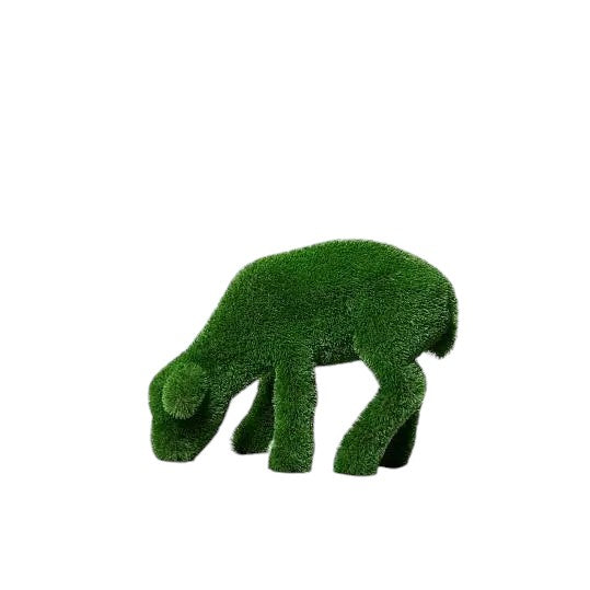 Solenne – grazing lamb sculpture in botanical texture from the Grace Collection, designed for pastoral-style garden landscapes.