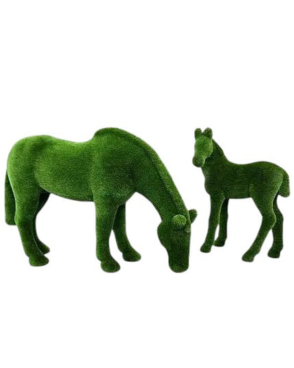 Elara – grazing horse animal topiary in botanical texture from the Grace Collection, designed for tranquil garden and estate installations.