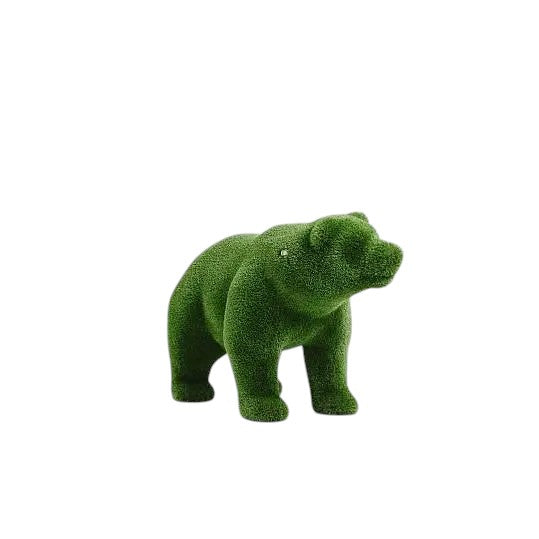 Elion – male bear cub animal topiary on all fours in botanical texture, from the Heritage Collection.
