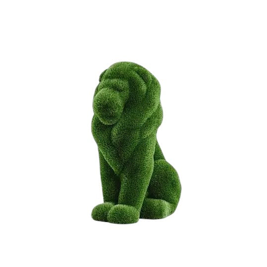 Valor – large sitting lion animal topiary in botanical texture from the Heritage Collection, designed for estate entrances and sculptural installations.