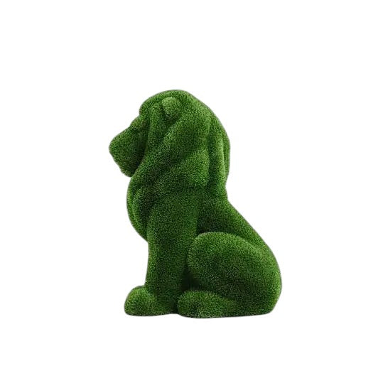 Valor – large sitting lion animal topiary in botanical texture from the Heritage Collection, designed for estate entrances and sculptural installations.