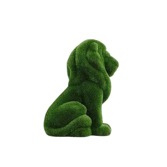 Valor – large sitting lion animal topiary in botanical texture from the Heritage Collection, designed for estate entrances and sculptural installations.