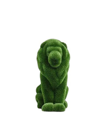 Valor – large sitting lion animal topiary in botanical texture from the Heritage Collection, designed for estate entrances and sculptural installations.