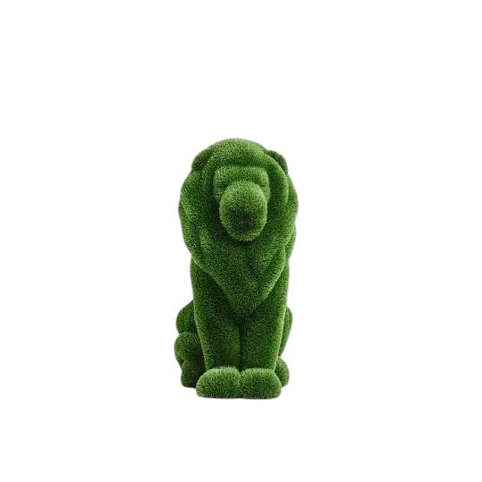 Valor – large sitting lion animal topiary in botanical texture from the Heritage Collection, designed for estate entrances and sculptural installations.