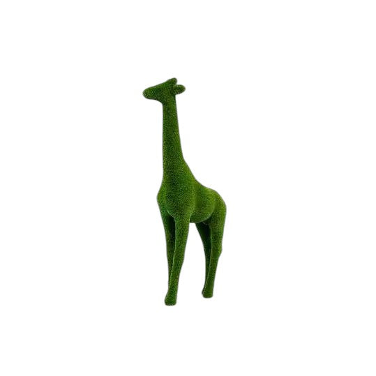 Medium-sized giraffe topiary sculpture handcrafted in artificial greenery, designed to bring graceful balance to luxury outdoor settings

