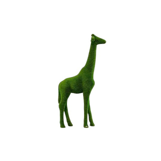 Medium-sized giraffe topiary sculpture handcrafted in artificial greenery, designed to bring graceful balance to luxury outdoor settings


