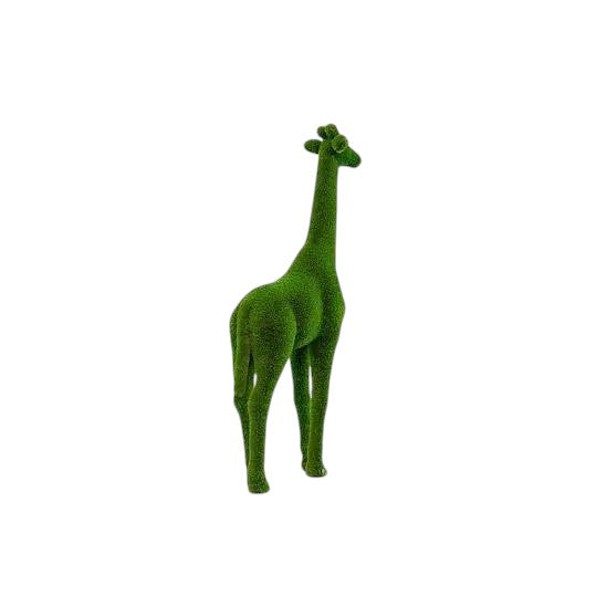 Medium-sized giraffe topiary sculpture handcrafted in artificial greenery, designed to bring graceful balance to luxury outdoor settings

