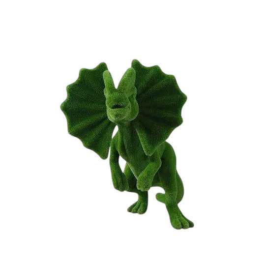 Dilophosaurus dinosaur topiary sculpture with frills flared – Prehistoric Collection

