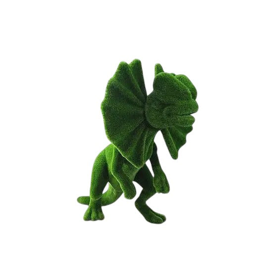 Dilophosaurus dinosaur topiary sculpture with frills flared – Prehistoric Collection


