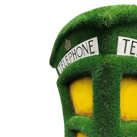 Abstracted London telephone box topiary sculpture in artificial grass – World Icons Collection

