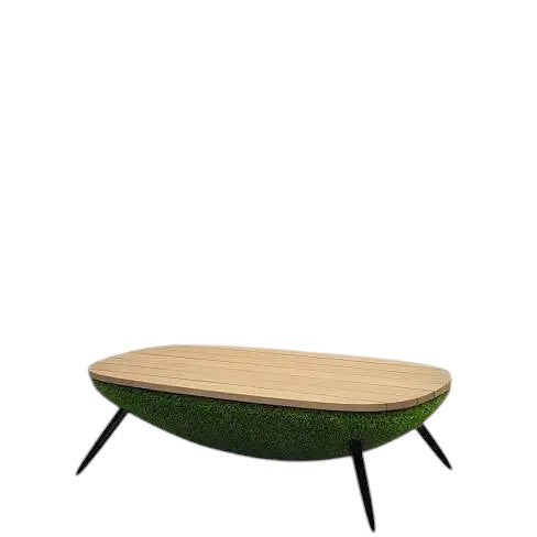 Linea Collection – modern sculptural furniture set with artificial grass and wood finish

