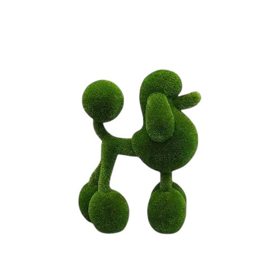 Poodle Aristocrat, a life-size topiary sculpture in artificial grass, posed in classic form as part of the Heritage Collection.