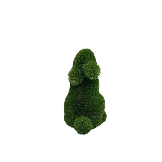 Wren, a baby rabbit topiary sculpture in artificial grass, posed upright in an alert stance from the Grace Collection.