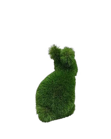 Fern, a baby rabbit topiary sculpture in artificial grass, seated with quiet poise from the Grace Collection.