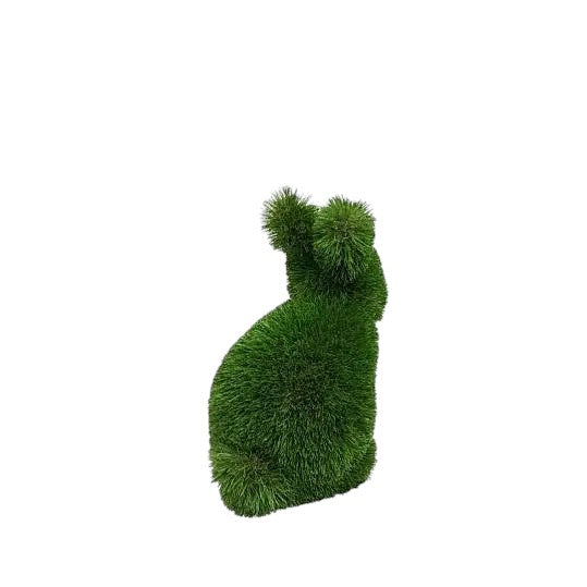 Fern, a baby rabbit topiary sculpture in artificial grass, seated with quiet poise from the Grace Collection.