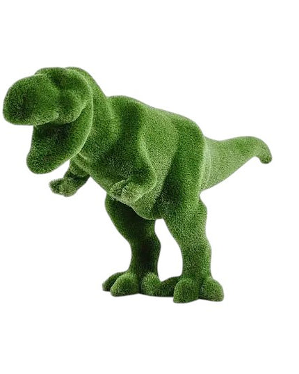Tyrannosaurus rex topiary sculpture in mid-rampage pose, handcrafted in premium artificial grass

