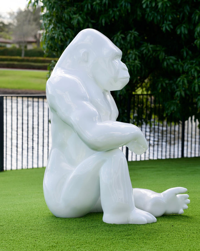 Life-size contemporary gorilla statue for garden or interior