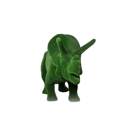 Triceratops dinosaur topiary sculpture in artificial grass – Prehistoric Collection


