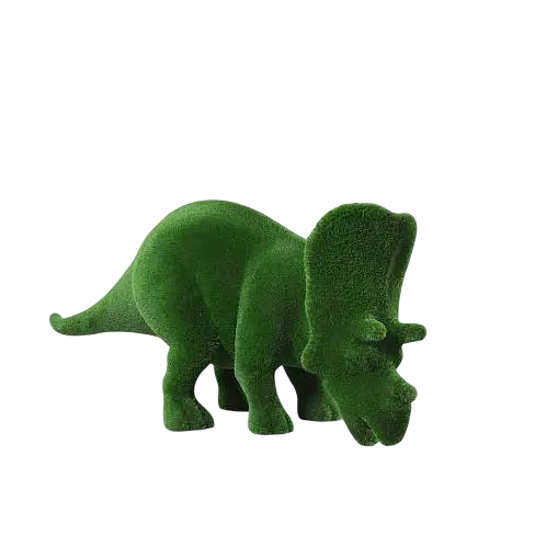 Small triceratops dinosaur topiary sculpture with head lowered – Prehistoric Collection

