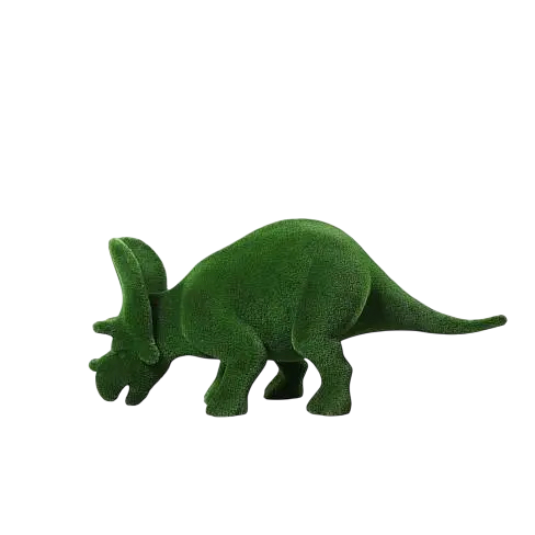 Small triceratops dinosaur topiary sculpture with head lowered – Prehistoric Collection

