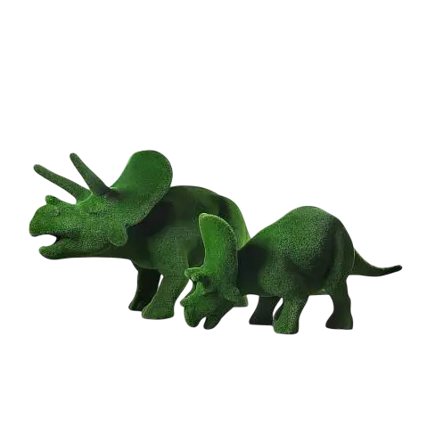 Large and Small triceratops dinosaur topiary sculptures  – Prehistoric Collection

