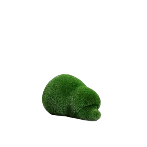 Thistle, a life-size hedgehog topiary sculpture in artificial grass, posed in a rounded, grounded form from the Grace Collection.
