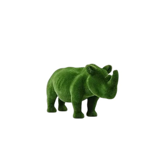 Kaelis – baby rhino sculpture in botanical texture from the Guardians Collection, designed to complement Titan in refined garden and estate landscapes.